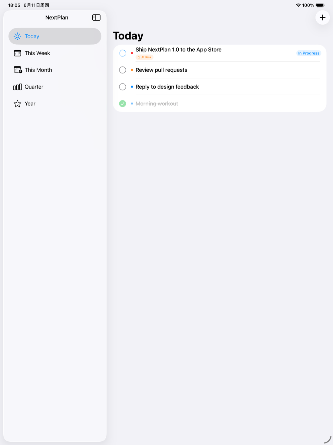 NextPlan on iPad