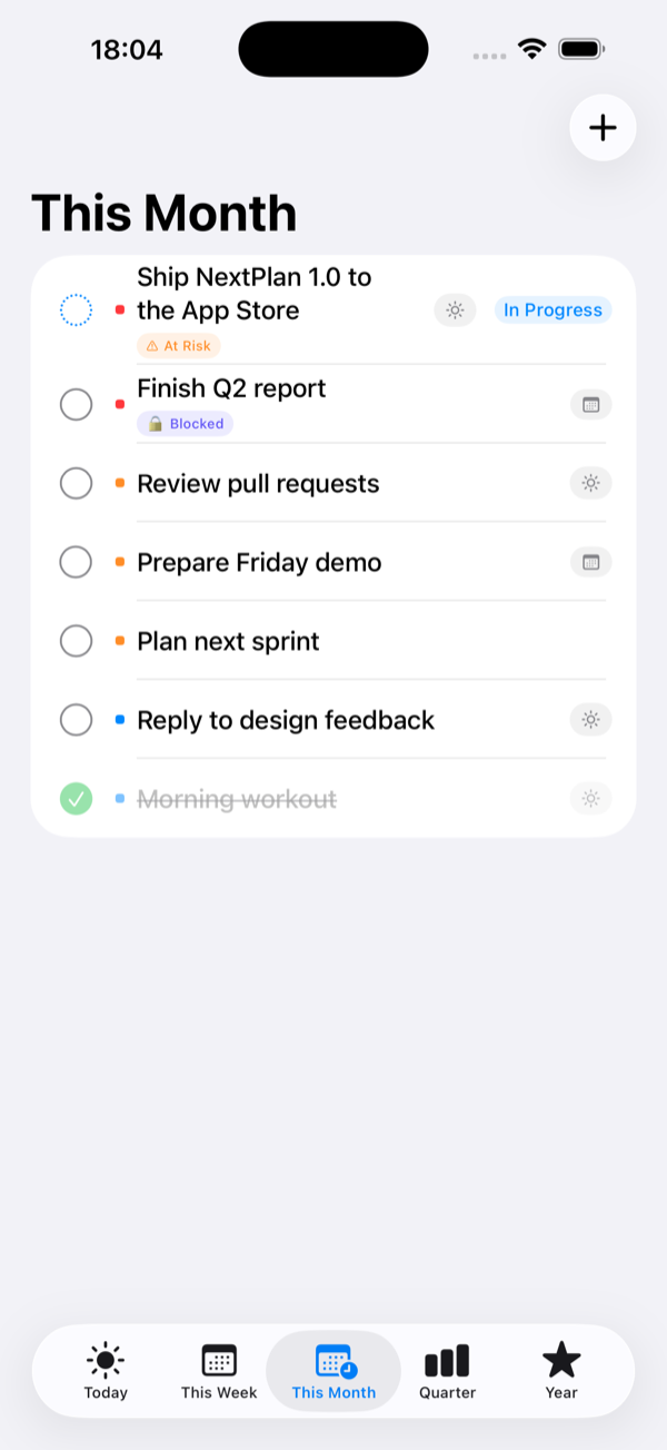 NextPlan on iPhone